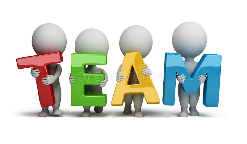 3d small people holding hands in the word team. 3d image. White background. 3d small people holding hands in the word team. 3d image. White background.