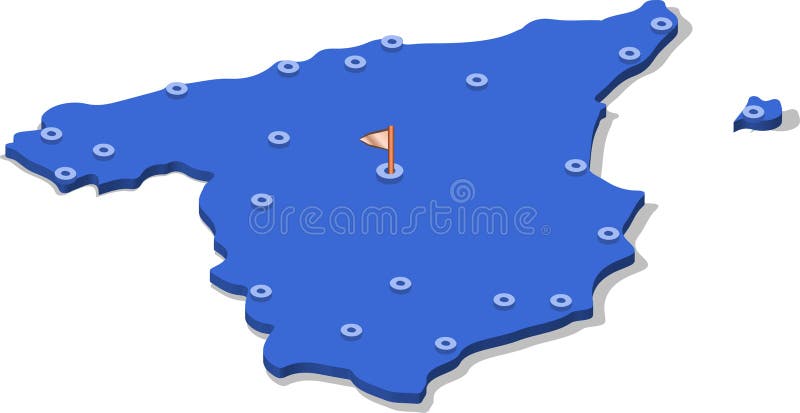 τρισδιάστατος isometric χάρτης άποψης της Ισπανίας με την μπλε επιφάνεια και των πόλεων απομονωμένο, άσπρο υπόβαθρο διανυσματική απεικόνιση τρισδιάστατος isometric χάρτης άποψης της Ισπανίας με την μπλε επιφάνεια και των πόλεων απομονωμένο, άσπρο υπόβαθρο διανυσματική απεικόνιση