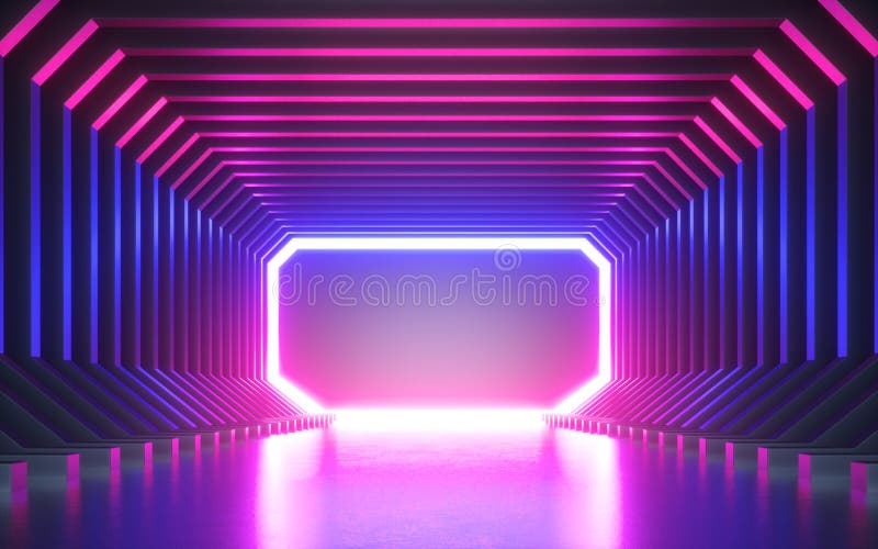 3d render, abstract neon background, blank frame, virtual reality screen, ultraviolet spectrum, laser show, fashion podium, club stage, floor reflection. 3d render, abstract neon background, blank frame, virtual reality screen, ultraviolet spectrum, laser show, fashion podium, club stage, floor reflection
