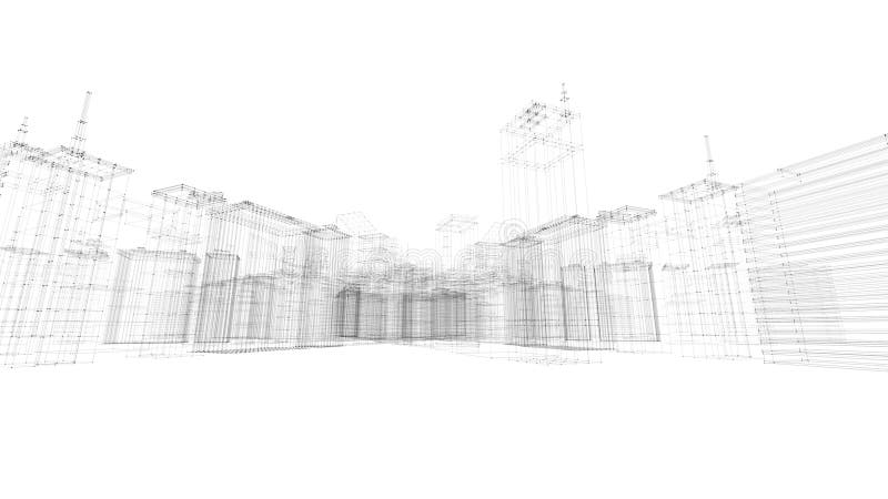 τρισδιάστατος δώστε της οικοδόμησης wireframe του υποβάθρου πόλεων ελεύθερη απεικόνιση δικαιώματος τρισδιάστατος δώστε της οικοδόμησης wireframe του υποβάθρου πόλεων ελεύθερη απεικόνιση δικαιώματος