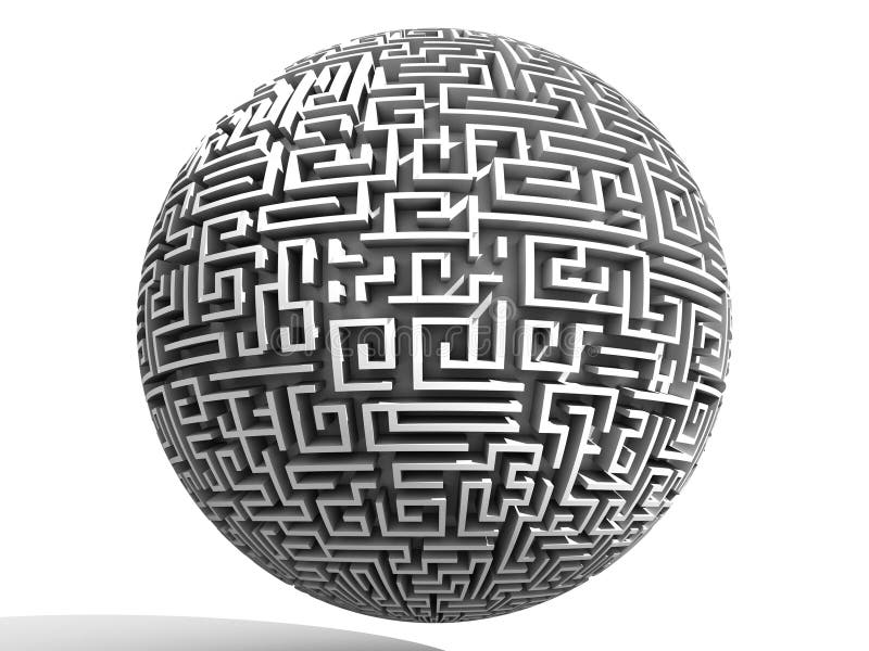 3D labyrinth in black and white. 3D labyrinth in black and white
