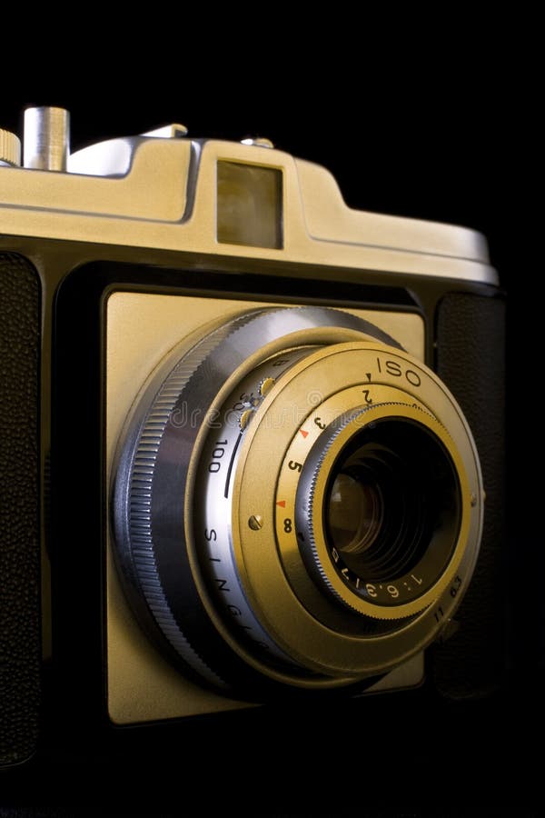 Old vintage rangefinder medium format photo camera. Old vintage rangefinder medium format photo camera
