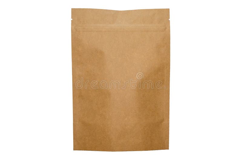 Τσάντα εγγράφου της Kraft doypack με το φερμουάρ στο άσπρο υπόβαθρο στοκ φωτογραφία Τσάντα εγγράφου της Kraft doypack με το φερμουάρ στο άσπρο υπόβαθρο στοκ φωτογραφία