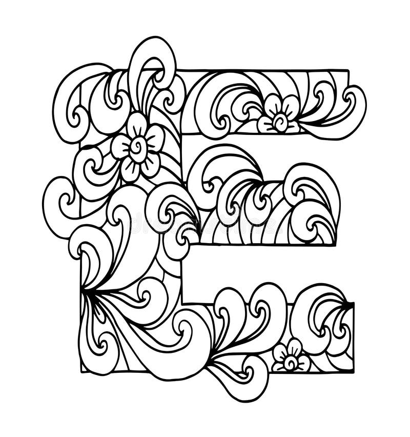 Τυποποιημένο αλφάβητο Zentangle Γράμμα Ε στο ύφος doodle Συρμένος χέρι τύπος χαρακτήρων σκίτσων διανυσματική απεικόνιση Τυποποιημένο αλφάβητο Zentangle Γράμμα Ε στο ύφος doodle Συρμένος χέρι τύπος χαρακτήρων σκίτσων διανυσματική απεικόνιση