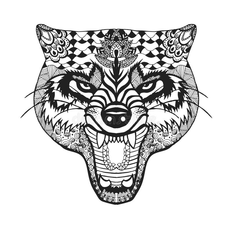 Τυποποιημένος λύκος Zentangle Σκίτσο για τη δερματοστιξία ή την μπλούζα ελεύθερη απεικόνιση δικαιώματος Τυποποιημένος λύκος Zentangle Σκίτσο για τη δερματοστιξία ή την μπλούζα ελεύθερη απεικόνιση δικαιώματος