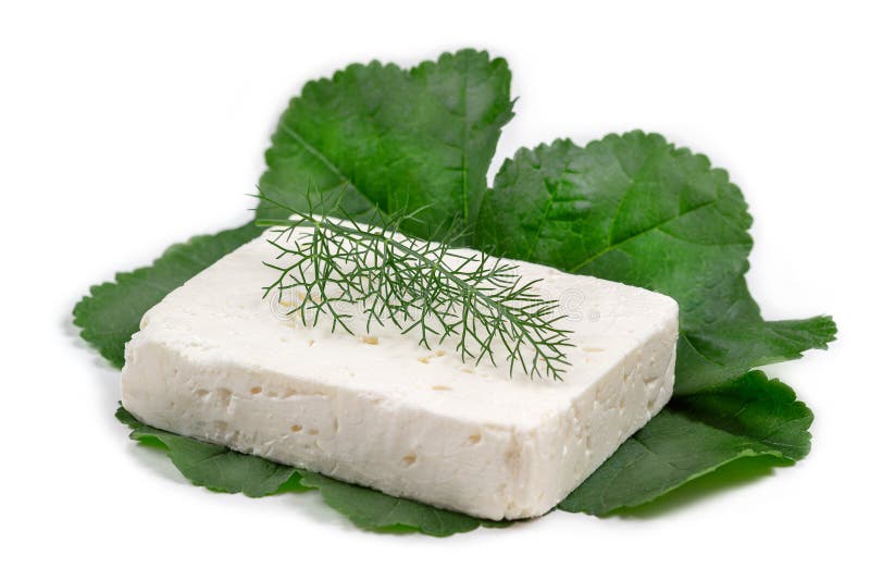 τυρί feta απομονωμένο σε λευκό πηγάδι από φέτα στοκ φωτογραφίες