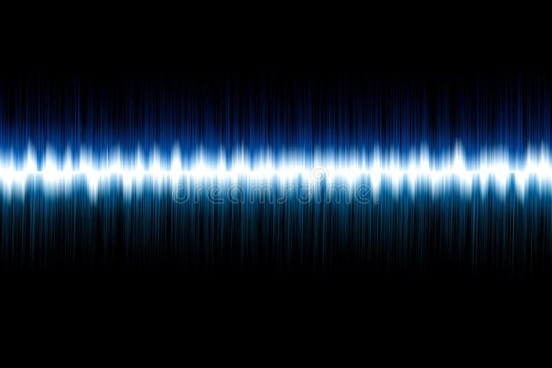 Illustration of blue sound wave on the black background. Illustration of blue sound wave on the black background.