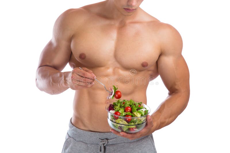 Υγιής τρώγοντας τροφίμων οικοδόμος σωμάτων σαλάτας bodybuilding bodybuilder