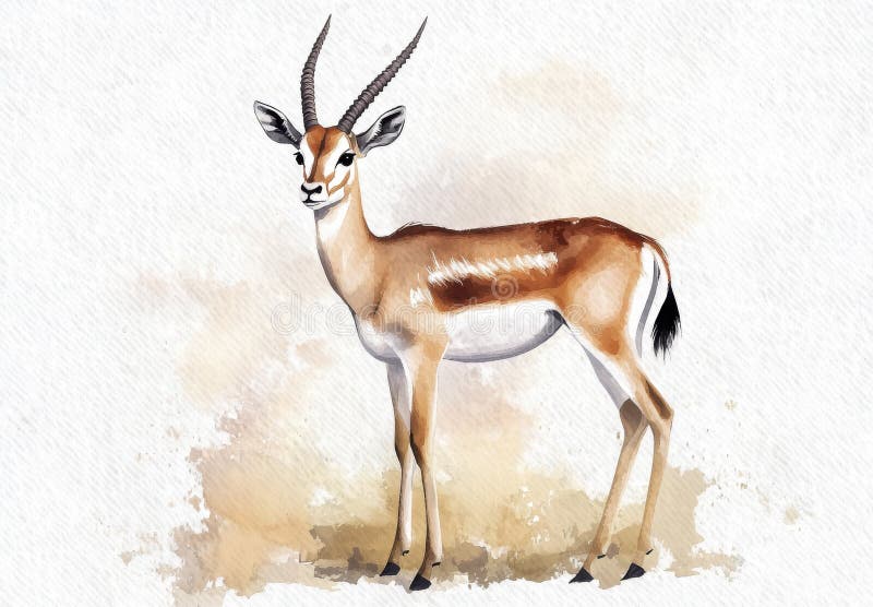 Υδατογραφία Impala Elegant Antelope σε μπεζ και καφέ πλύσιμο ελεύθερη απεικόνιση δικαιώματος