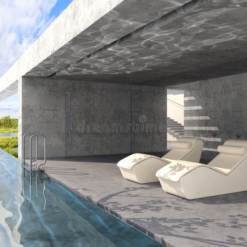 Outdoor pool, 3d visualisation room. Outdoor pool, 3d visualisation room