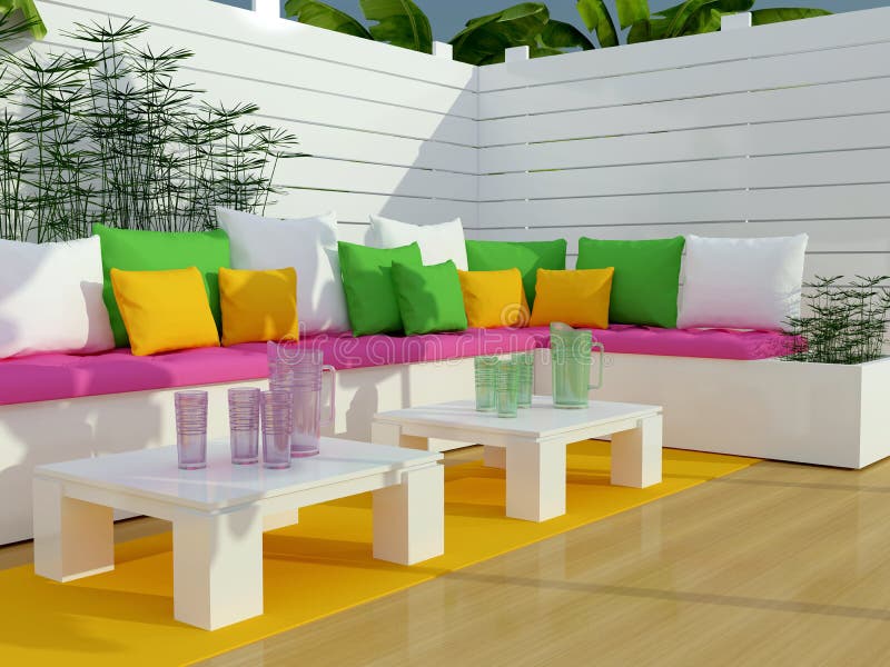 Υπαίθρια περιοχή διατάξεων θέσεων patio. ελεύθερη απεικόνιση δικαιώματος