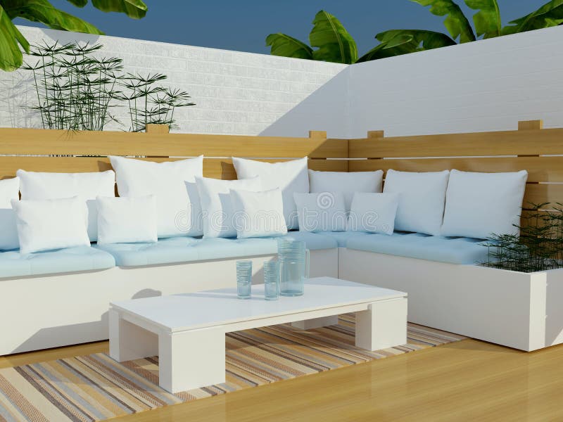 Υπαίθρια περιοχή διατάξεων θέσεων patio. απεικόνιση αποθεμάτων