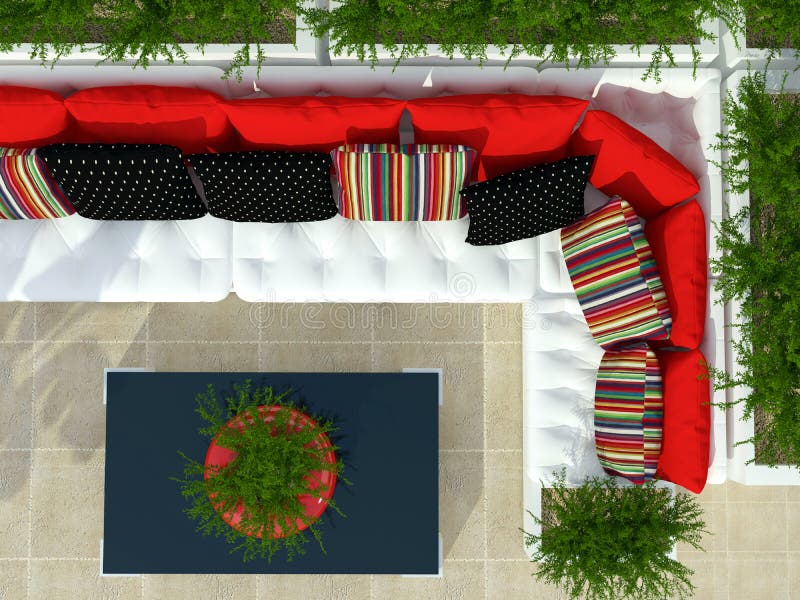 Υπαίθρια περιοχή διατάξεων θέσεων patio ελεύθερη απεικόνιση δικαιώματος