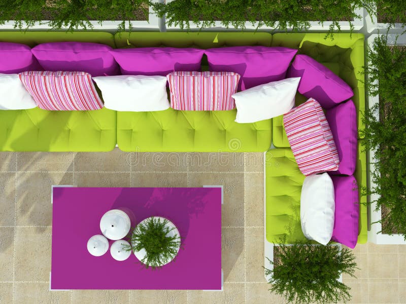 Υπαίθρια περιοχή διατάξεων θέσεων patio διανυσματική απεικόνιση