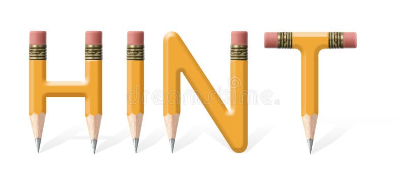 Yellow wooden pencils formed to spell Hint word over white background. Yellow wooden pencils formed to spell Hint word over white background