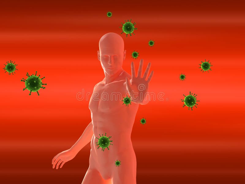 3d rendered illustration of a man blocking viruses. 3d rendered illustration of a man blocking viruses