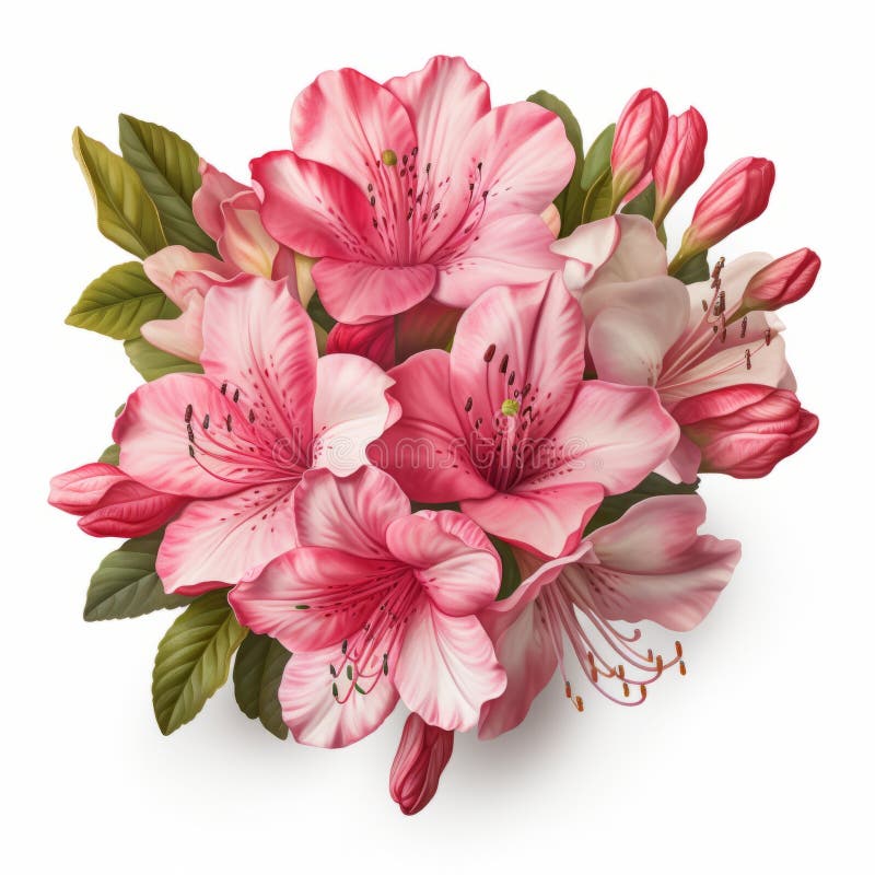 υπερρεαλιστικό ροζ azalea bouquet απεικόνιση σε λευκό φόντο ελεύθερη απεικόνιση δικαιώματος