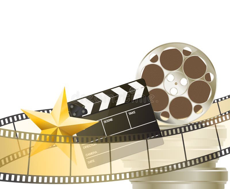 Υπόβαθρο κινηματογράφων με το αναδρομικά filmstrip, clapper και το αστέρι διανυσματική απεικόνιση Υπόβαθρο κινηματογράφων με το αναδρομικά filmstrip, clapper και το αστέρι διανυσματική απεικόνιση