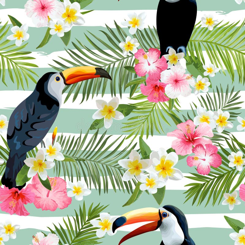 Υπόβαθρο πουλιών Toucan pattern retro ανασκόπηση τροπική απεικόνιση αποθεμάτων Υπόβαθρο πουλιών Toucan pattern retro ανασκόπηση τροπική απεικόνιση αποθεμάτων