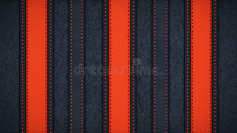 Υφή δέρματος Denim Πορτοκαλί Συρραφή Φόντο υφής απεικόνιση αποθεμάτων