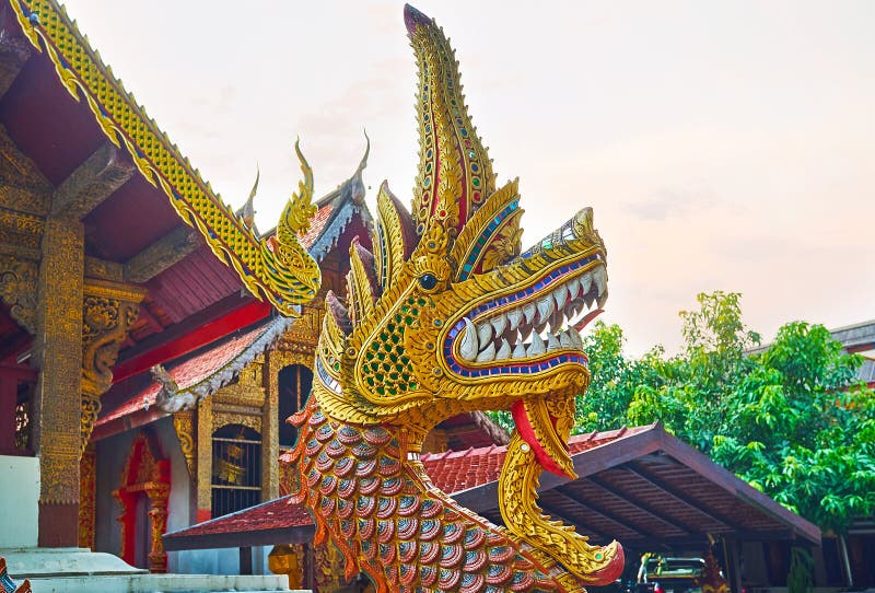 Φίδι Naga σε Wat Samphao, Chiang Mai, Ταϊλάνδη στοκ εικόνα με δικαίωμα ελεύθερης χρήσης Φίδι Naga σε Wat Samphao, Chiang Mai, Ταϊλάνδη στοκ εικόνα με δικαίωμα ελεύθερης χρήσης