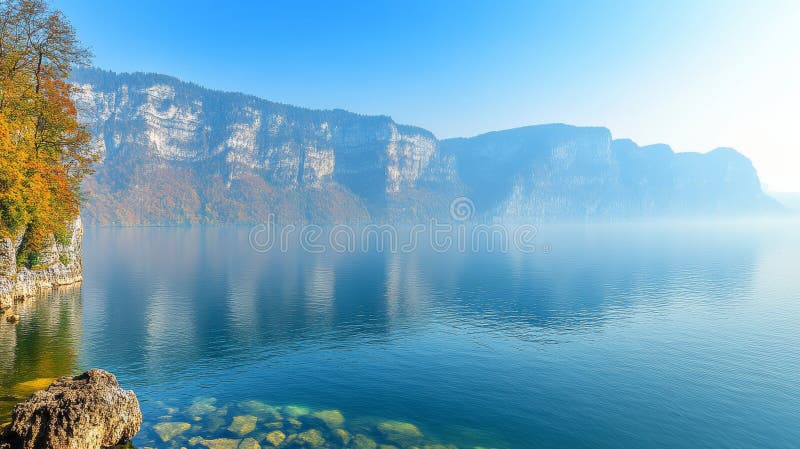 φθινοπωρινή γαλήνη στη βαυαρία γερανία ηρεμία λίμνη piou αντανακλά το σηαντικό ορεινό τοριίο ελεύθερη απεικόνιση δικαιώματος