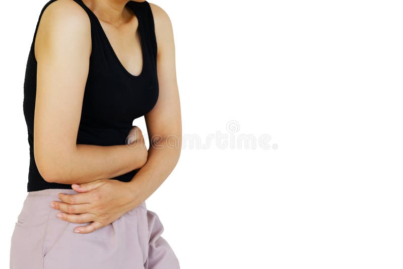 Inflammation colored in red suffering. stomach painful suffering from stomachache causes of menstruation period, gastric ulcer, appendicitis or gastrointestinal system disease. Healthcare and health insurance concept - isolated on white background with clipping path. Inflammation colored in red suffering. stomach painful suffering from stomachache causes of menstruation period, gastric ulcer, appendicitis or gastrointestinal system disease. Healthcare and health insurance concept - isolated on white background with clipping path