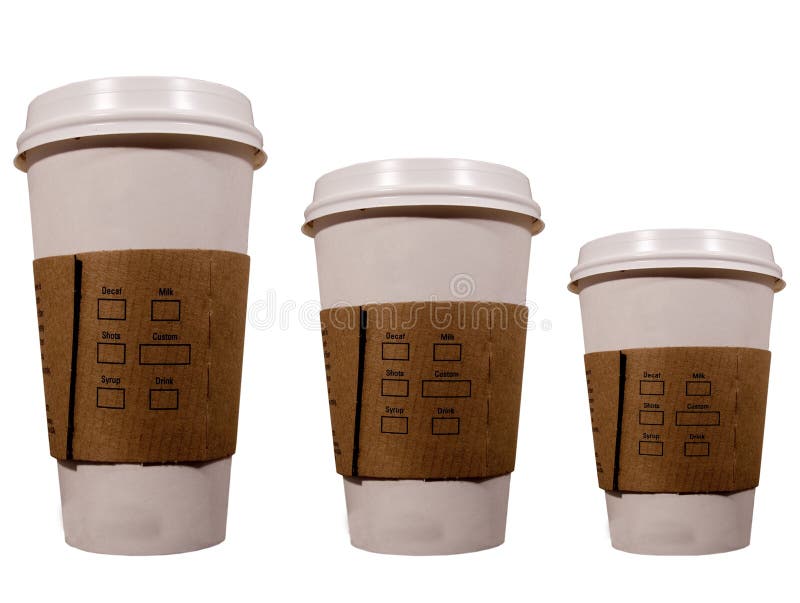 Three isolated coffee cups. Three isolated coffee cups