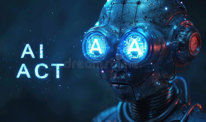 φουτουριστικό cyberandroid που αναπαριστά προηγμένη τεχνητή νοημοσύνη με φωτισμένα γραφικά νευρωνικού δικτύου στο πρόσωπο και διανυσματική απεικόνιση