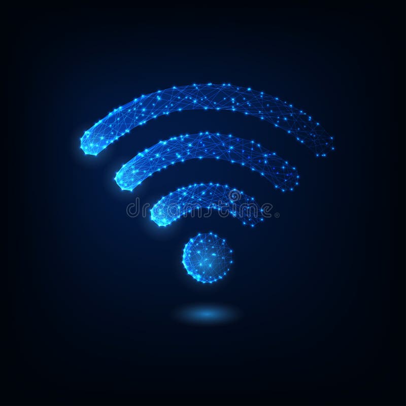 Φουτουριστικό καμμένος χαμηλό polygonal σύμβολο wifi που απομονώνεται στο σκούρο μπλε υπόβαθρο διανυσματική απεικόνιση Φουτουριστικό καμμένος χαμηλό polygonal σύμβολο wifi που απομονώνεται στο σκούρο μπλε υπόβαθρο διανυσματική απεικόνιση