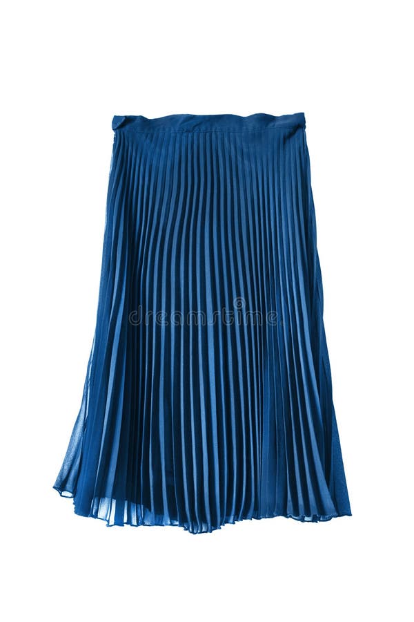 Chiffon pleated blue midi skirt isolated over white. Chiffon pleated blue midi skirt isolated over white