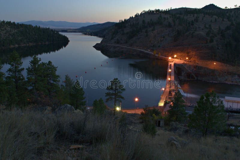 A 30 second long exposure picture of Hauser Dam from above in the evening light. A 30 second long exposure picture of Hauser Dam from above in the evening light.