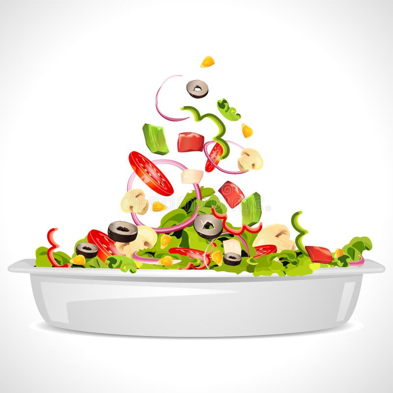 Illustration of bowl full of fresh vegetable salad. Illustration of bowl full of fresh vegetable salad