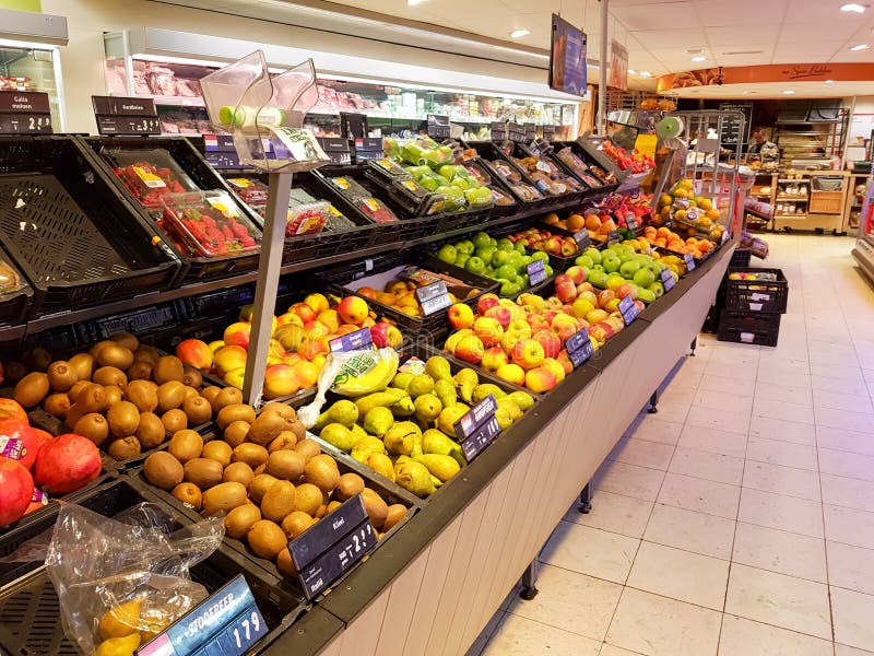 Fruit section in large Dutch supermarket. Fruit section in large Dutch supermarket