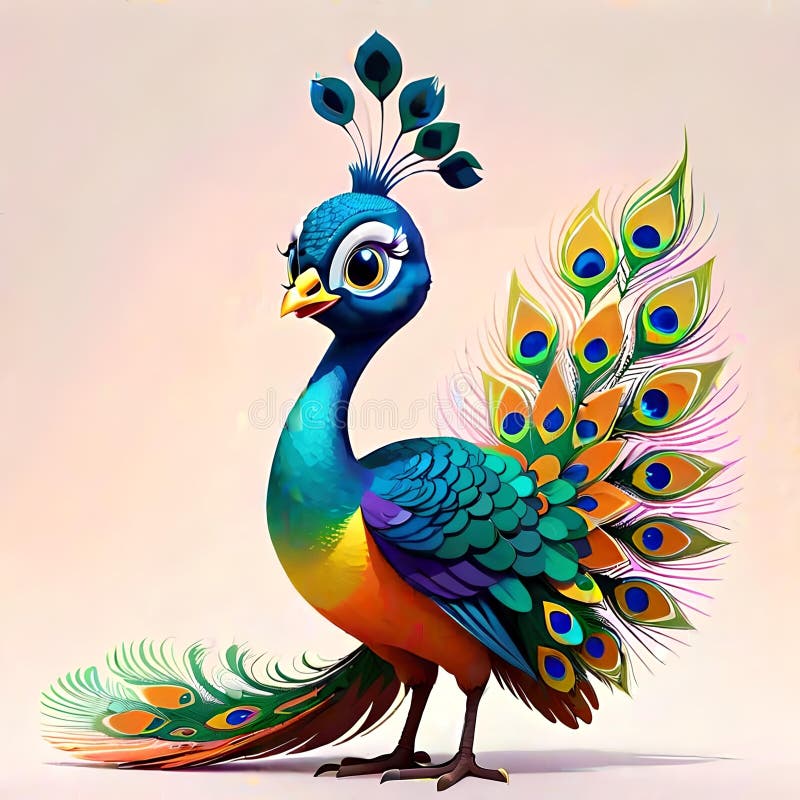 φτερά πουλιών peacock λαμπρό χρώμα κόμικ απεικόνιση αποθεμάτων