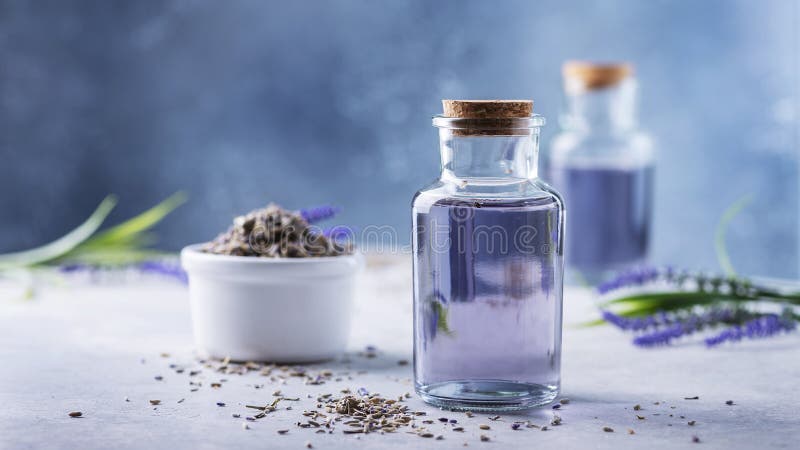 Concept of Aromateraphy with natural lavender oil, selective focus image and slider format. Concept of Aromateraphy with natural lavender oil, selective focus image and slider format