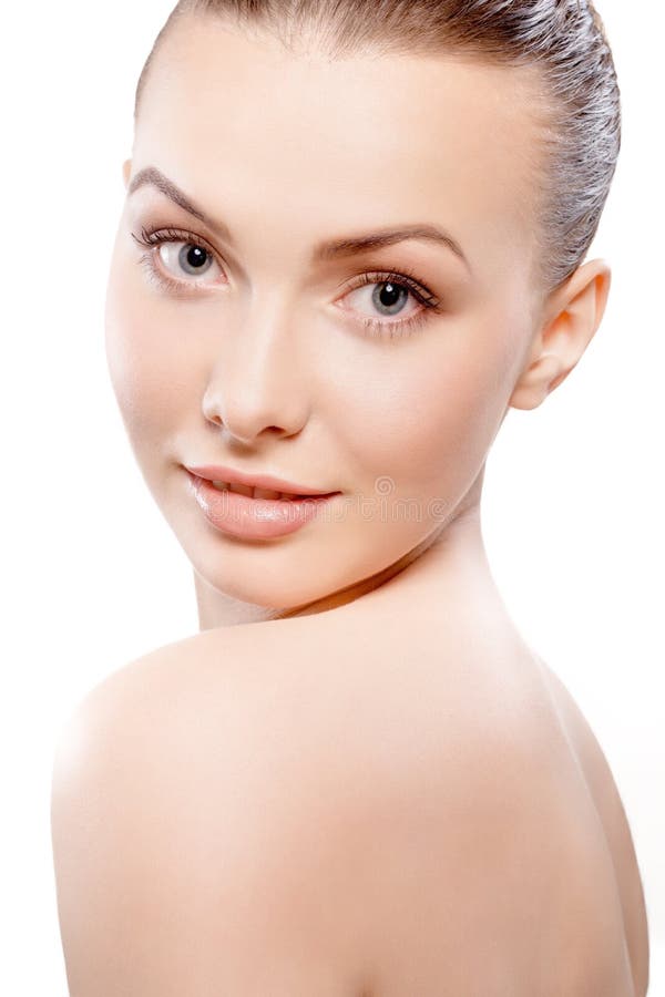 Close-up studio portrait of young beautiful woman - natural beauty concept. Close-up studio portrait of young beautiful woman - natural beauty concept