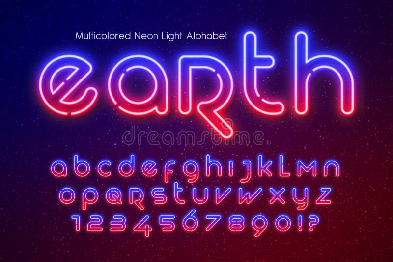 φωτεινό αλφάβητο neon εξαιρετικά λαμπερό μελλοντικό τύπο. διανυσματική απεικόνιση