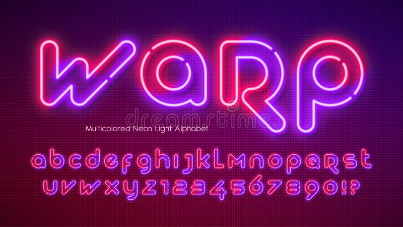 φωτεινό αλφάβητο neon εξαιρετικά λαμπερό μελλοντικό τύπο. ελεύθερη απεικόνιση δικαιώματος