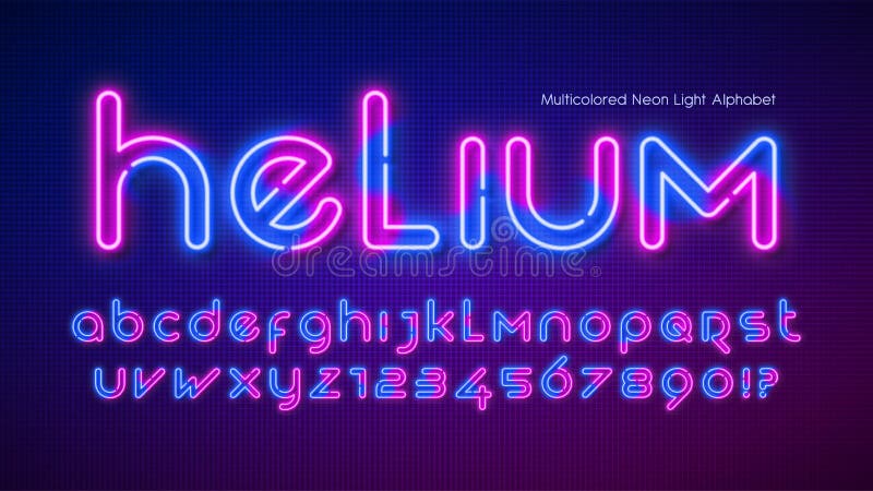 φωτεινό αλφάβητο neon εξαιρετικά λαμπερό μελλοντικό τύπο. απεικόνιση αποθεμάτων