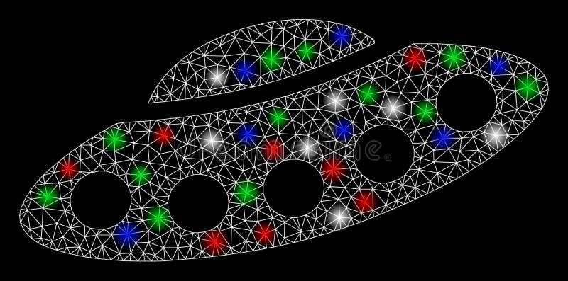 Φωτεινό δίκτυο δικτυακών UFO με φωτεινά σημεία διανυσματική απεικόνιση