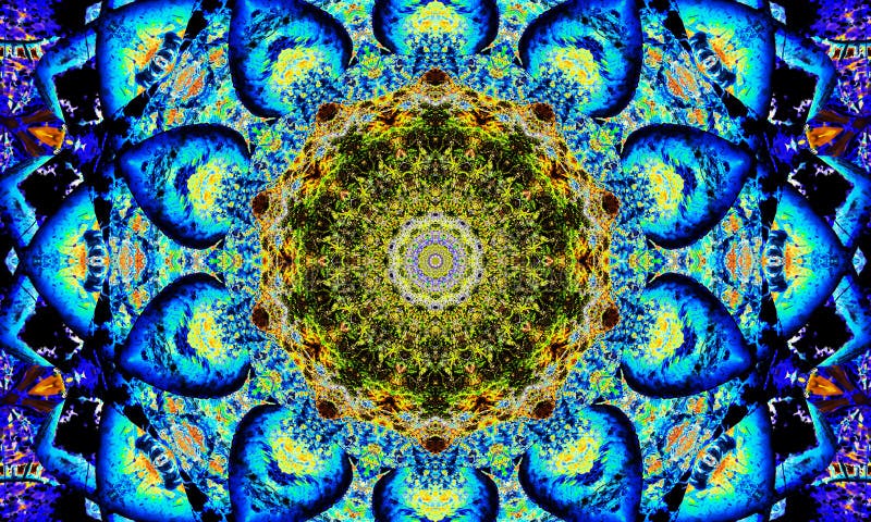 Φωτεινό μπλε και κίτρινο mandala απεικόνιση αποθεμάτων Φωτεινό μπλε και κίτρινο mandala απεικόνιση αποθεμάτων