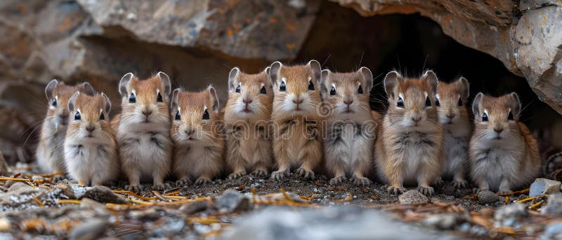 Concept Nature Photography, Animal Behavior, Group Dynamics, Wildlife Portrait, Unique Moment Photo of lemmings showing hesitation in group dynamics unique behavioral moment. Concept Nature Photography, Animal Behavior, Group Dynamics, Wildlife Portrait, Unique Moment Photo of lemmings showing hesitation in group dynamics unique behavioral moment