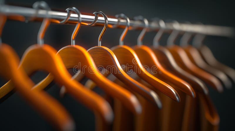 φωτορεαλιστική φωτογραφία κρεμάστρων με ενδύματα στοκ εικόνες