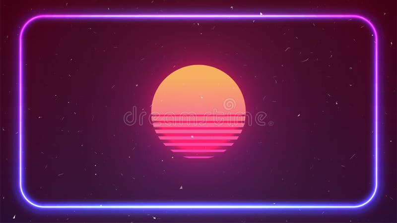φόντο neon cyberpunk. ρέτρο 80. ροζ μπλε φως σε σκούρο φόντο. στρογγυλεμένο ορθογώνιο. χώρος αντιγραφής. στυλ vaporwave ελεύθερη απεικόνιση δικαιώματος
