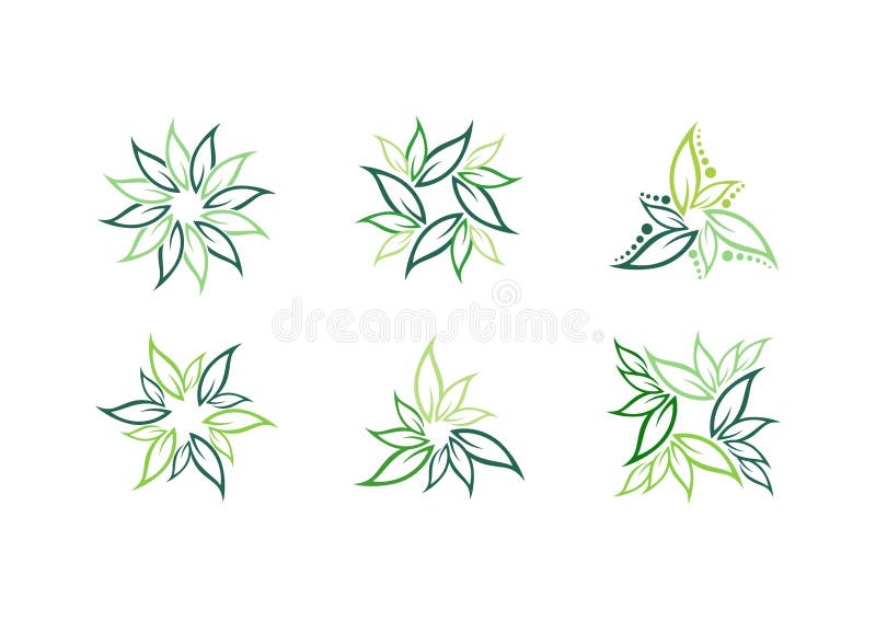 Φύλλο, φυτό, λογότυπο, οικολογία, πράσινη, φύλλα, σύνολο εικονιδίων συμβόλων φύσης των διανυσματικών σχεδίων
