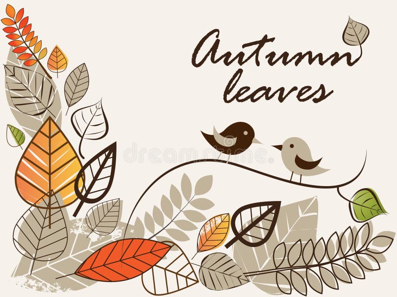 Vector autumn composition with falling leaves. Vector autumn composition with falling leaves