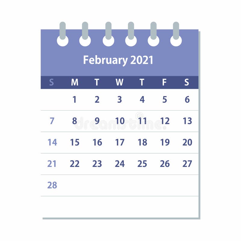 Φύλλο ημερολογίου Φεβρουαρίου 2021 Πρότυπο σχεδίασης μηνιαίου ημερολογίου ελεύθερη απεικόνιση δικαιώματος