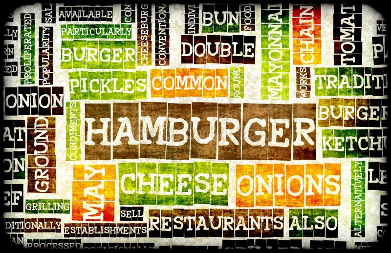 Hamburger Menu in a American Fast Food Restaurant. Hamburger Menu in a American Fast Food Restaurant