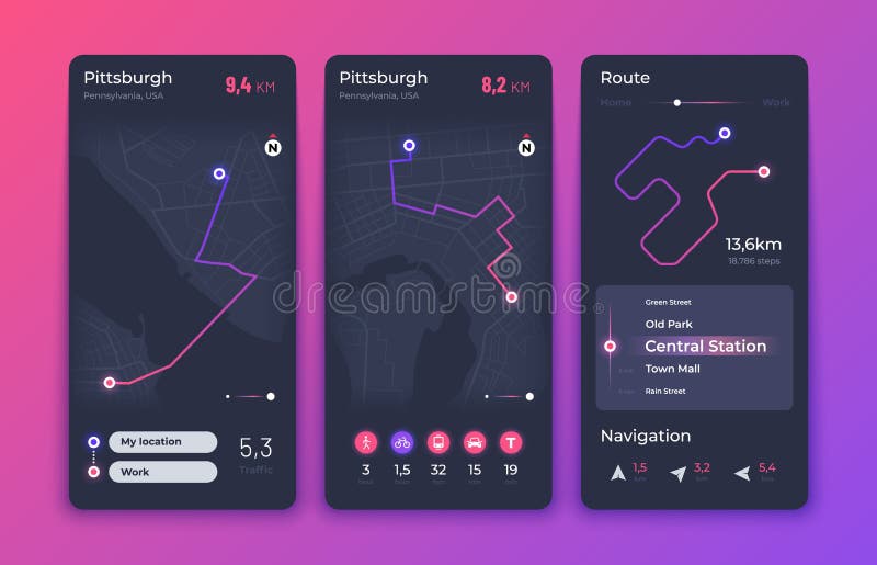 Χάρτης κινητό app ναυσιπλοΐας Διεπαφή smartphone ιχνηλατών ΠΣΤ ταξί Σε απευθείας σύνδεση διανυσματικό σχέδιο εφαρμογής οδικής κατ διανυσματική απεικόνιση Χάρτης κινητό app ναυσιπλοΐας Διεπαφή smartphone ιχνηλατών ΠΣΤ ταξί Σε απευθείας σύνδεση διανυσματικό σχέδιο εφαρμογής οδικής κατ διανυσματική απεικόνιση